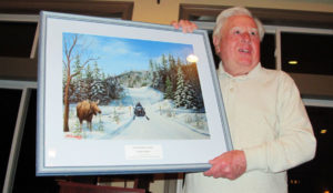 Stan Kopala accepts the Snowmobile Association of Massachusetts President's Award
