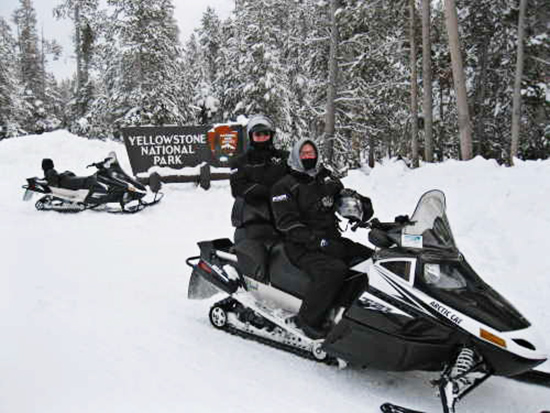 Snowmobiles at Yellowstone National Park